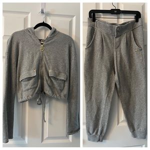 Vintage Juicy Couture Gray Matching Set - Hoodie and Joggers Size Small